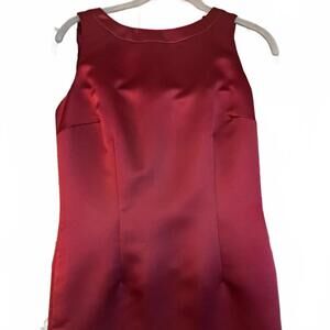 Garnet Satin Cocktail Party Sheath Dress